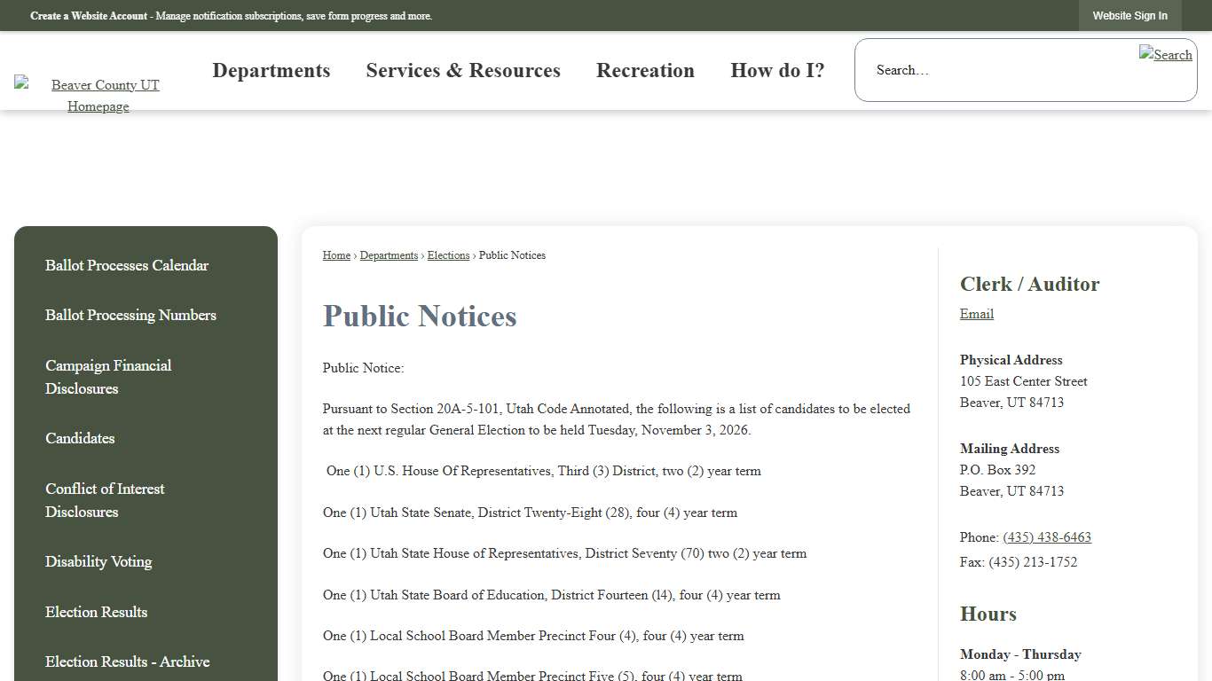 Public Notices Beaver County, UT - Official Website