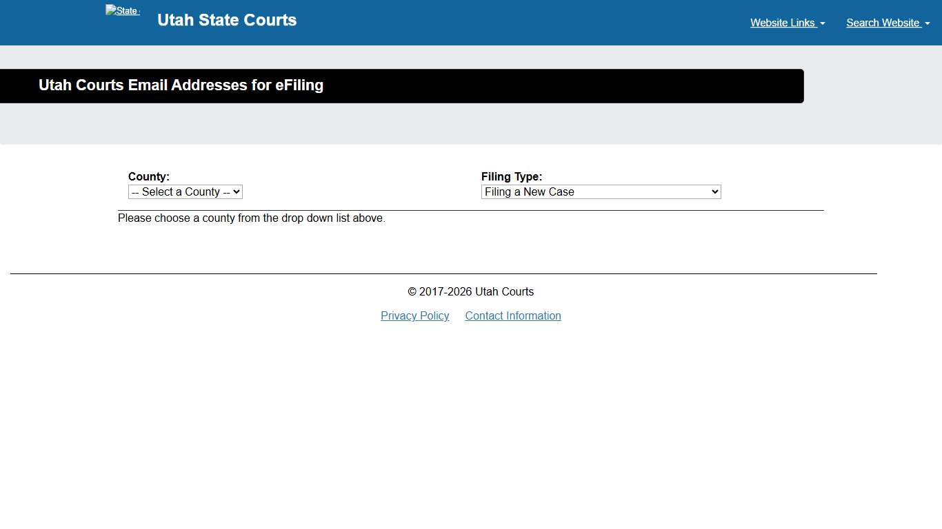 Utah Courts Email Addresses for eFiling  - Utah Courts