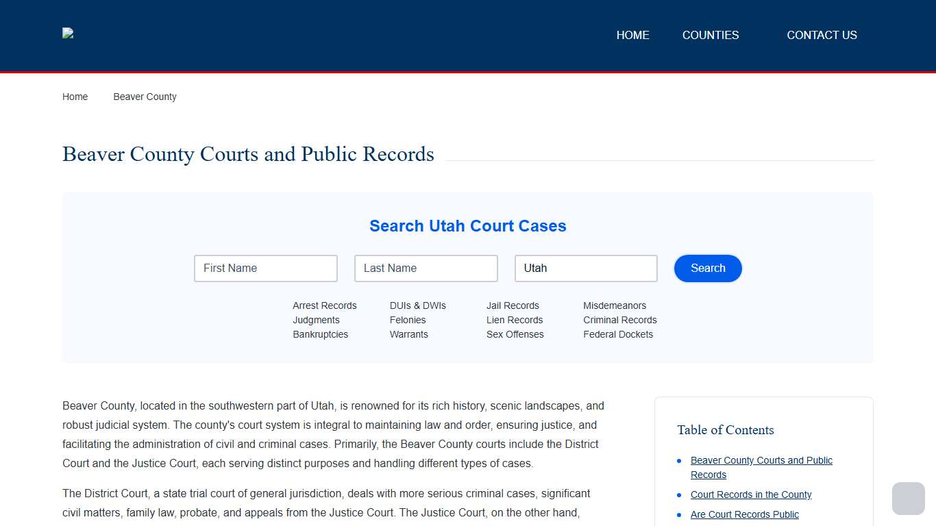Beaver County Records and Case Search