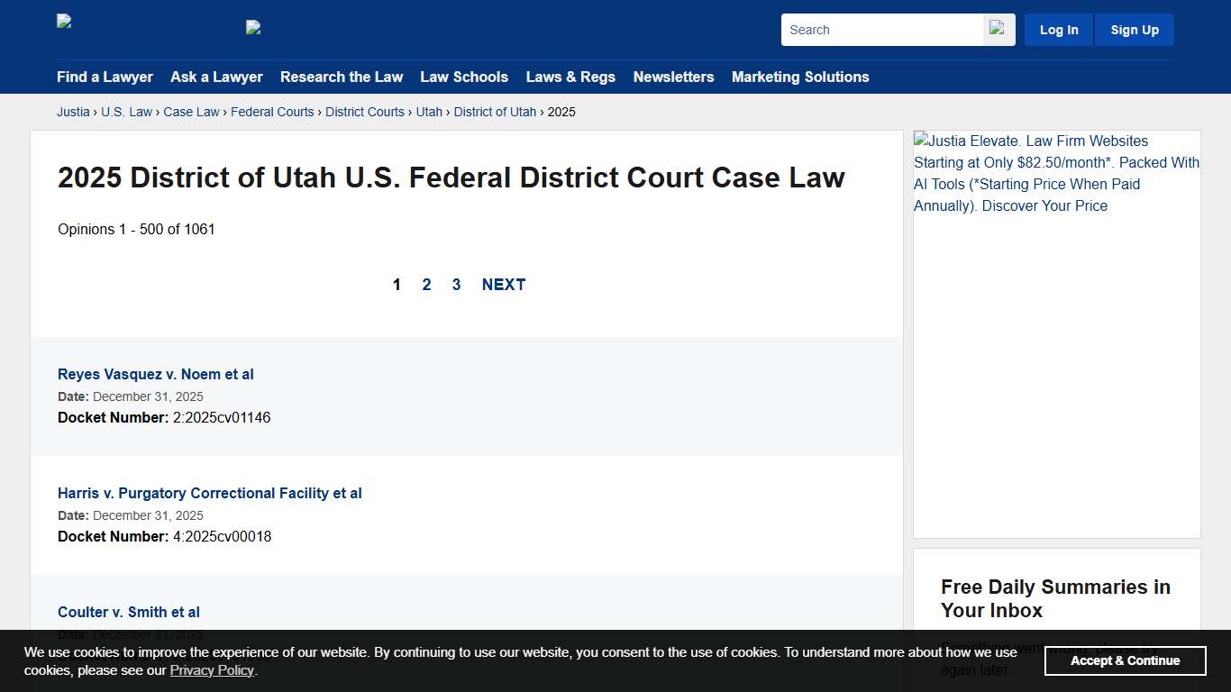 2025 District of Utah U.S. Federal District Court Case Law, Court Opinions & Decisions :: Justia